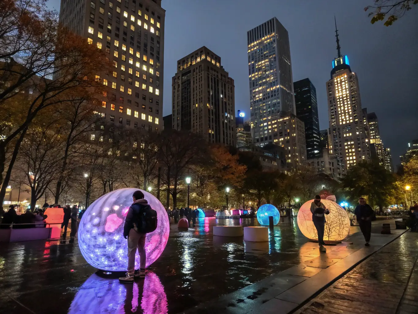A nighttime shot of an LED sign at the entrance of a city park, showcasing its clarity and effectiveness in low-light conditions, emphasizing thinksign's ability to enhance visibility and provide information.
